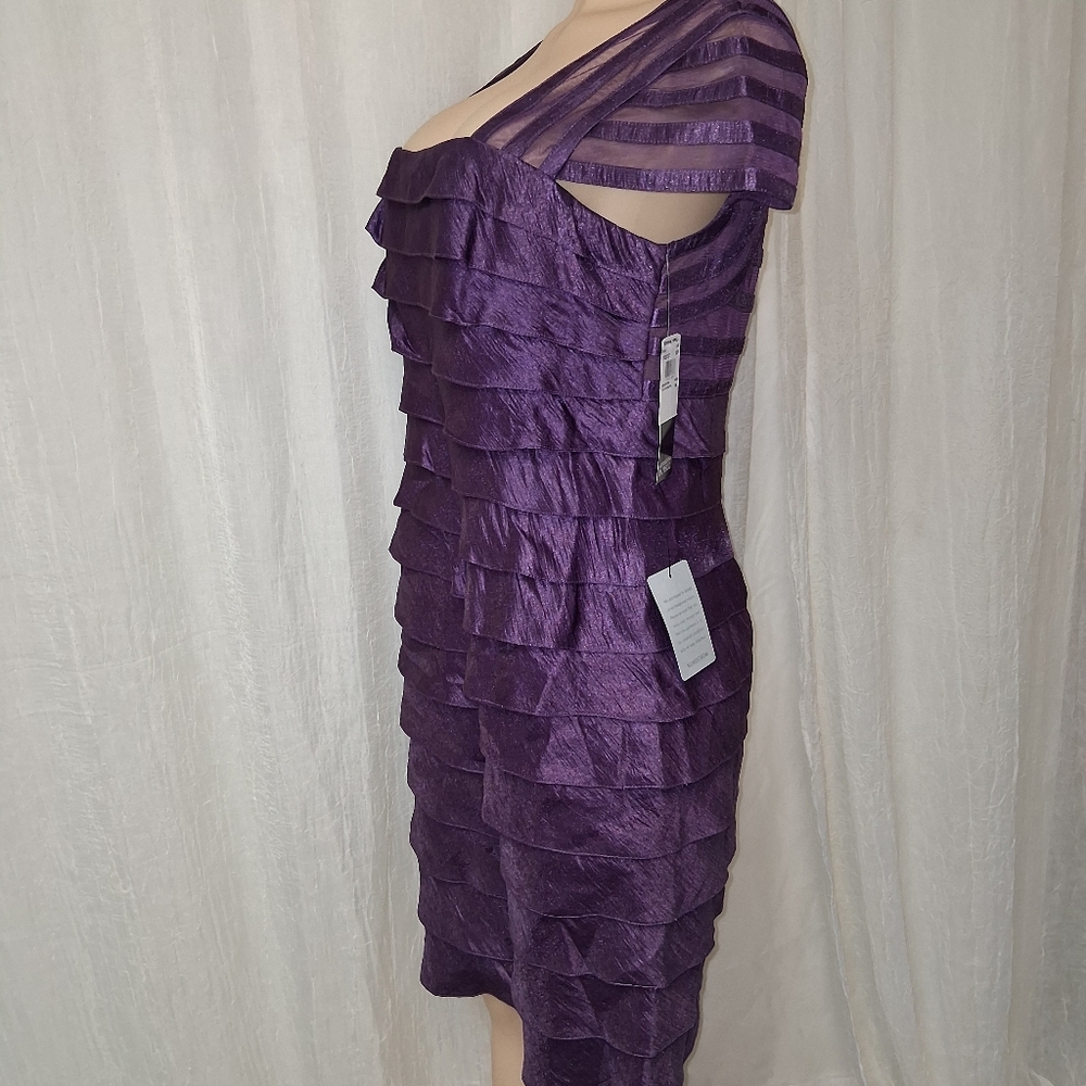 Adrianna Papell New Rich Purple Layered Mini Dress - Picture 6 of 16